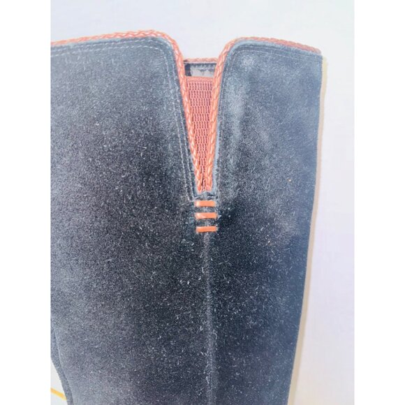 Franco Sarto Black Leather Suede Tall Riding Boots 10 Quiet Luxury Boho Cottage - Picture 12 of 15